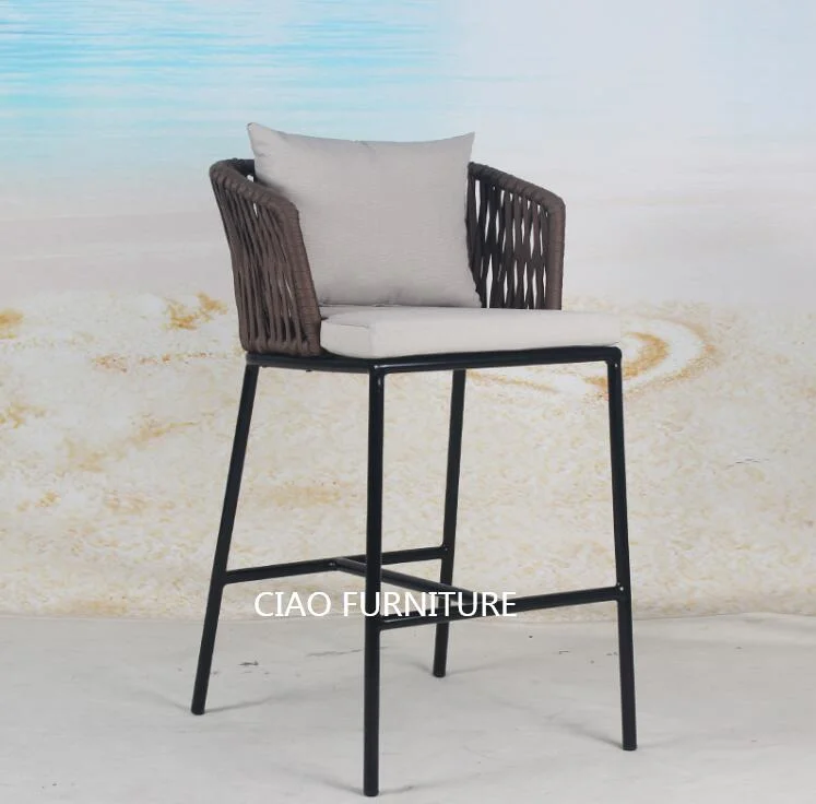 Leisure Metal Frame Rope Weaving Bistro Bar Chair Outdoor Furniture