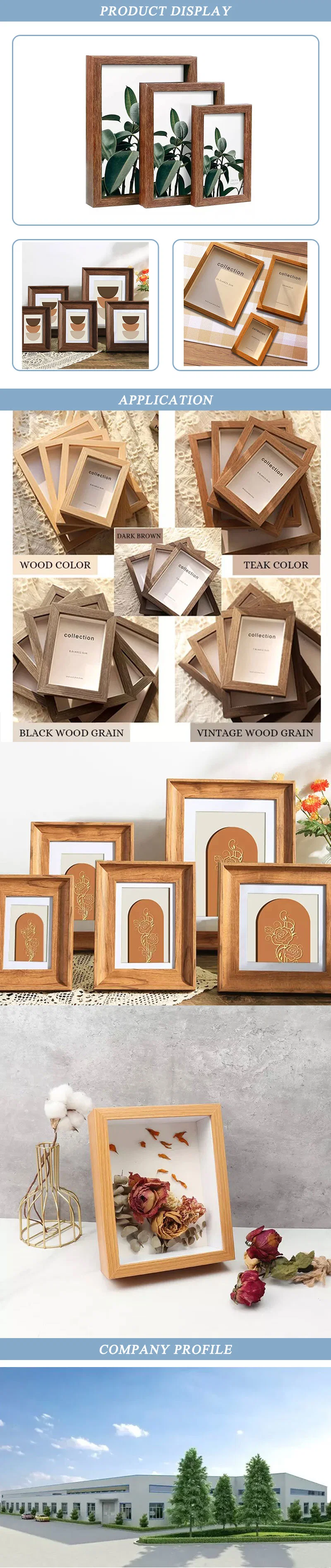 Wholesale Transparent Double Sided Glass Picture Wooden Frame and Acrylic Floating Photo Frame Wall Art Marco