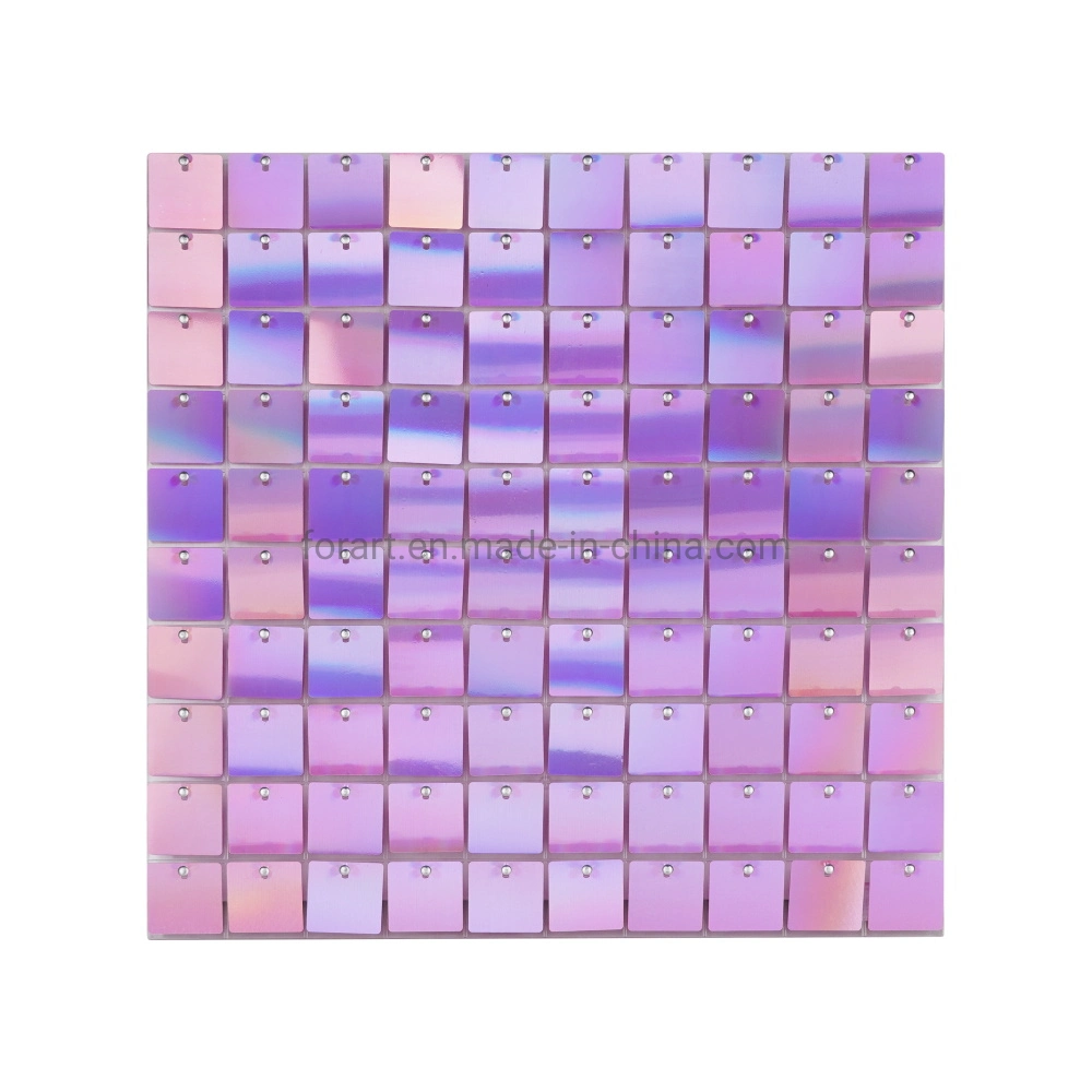Party Supply Holographic Pink Square Sequin Shimmer Wall Backdrop Panels Party Decorations