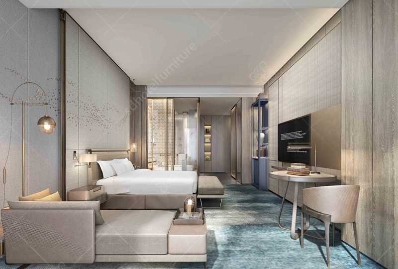 Custom Made Modern 5 Star Hotel Bedroom Guest Room Furniture Supplier for Villa, Resort, Apartment