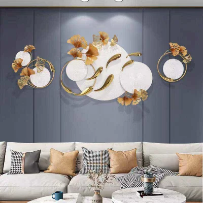 Metal Pendant Creative Gold Wall Decoration Modern Gingkgo Leaves Shaped Wall Mounted Decor