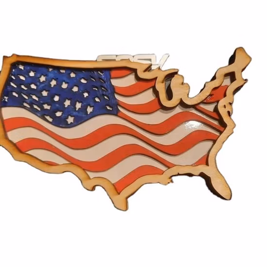 Farmhouse Wood Decor, Wood USA Map, Laser Cut Arts