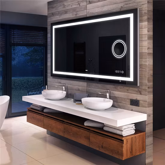 Wall Home Decor Decoration Salon Furniture Make up Cosmetic Smart Vanity Light Lighted Illuminated Backlit Bathroom LED Mirror with Lights Defogger Bluetooth