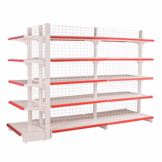 Customized Service Double Side Metal Central Island Design display Supermarket Shelves