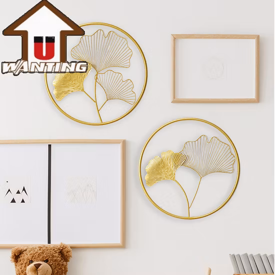 Metal Pendant Creative Gold Wall Decoration Modern Gingkgo Leaves Shaped Wall Mounted Decor